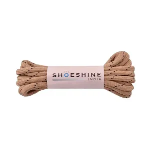 SHOESHINE Shoe Lace (1 Pair) 4mm Beige with Black Dot Round Shoelace & Boot Laces