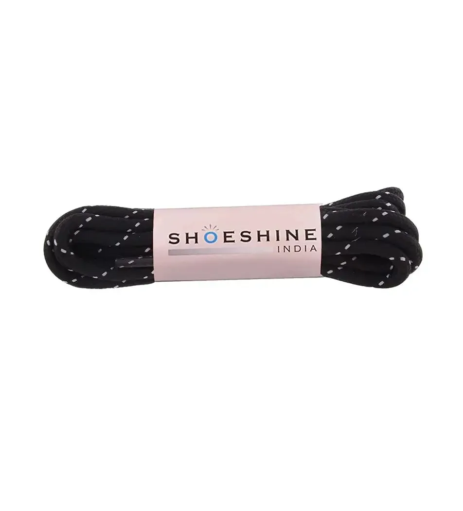SHOESHINE Shoe Lace (1 Pair) 4mm Beige with Black Dot Round Shoelace & Boot Laces
