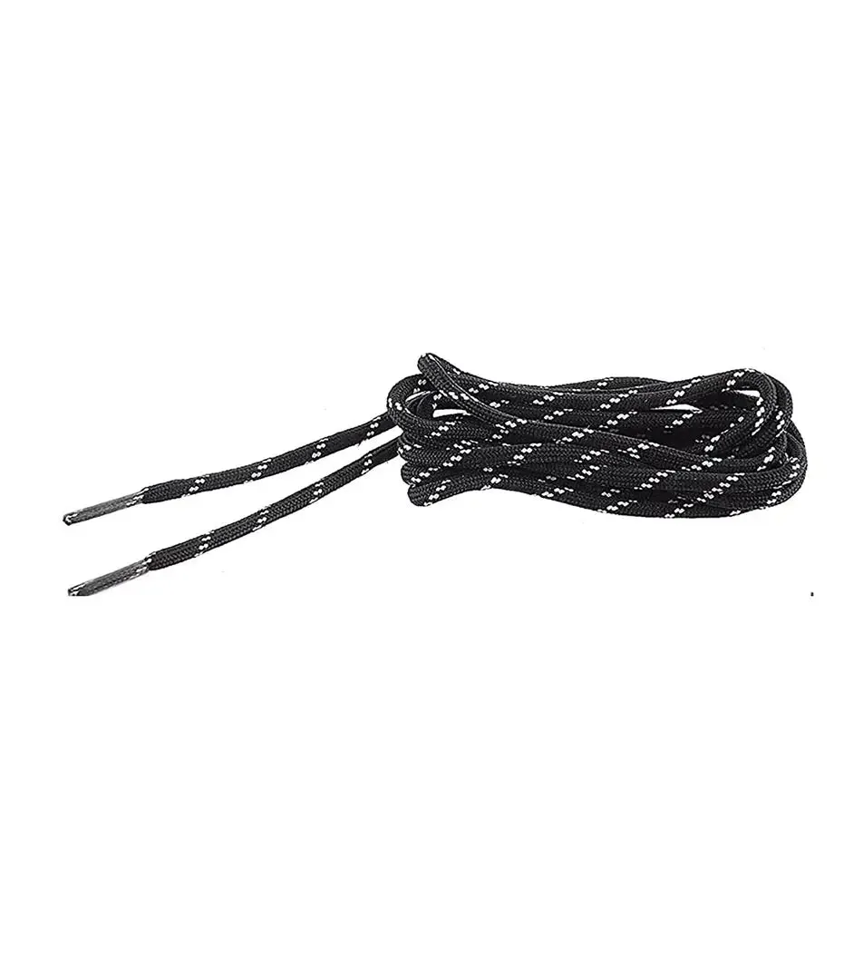 SHOESHINE Shoe Lace (1 Pair) 4mm Black with Single White Line Round Shoelace & Boot Laces