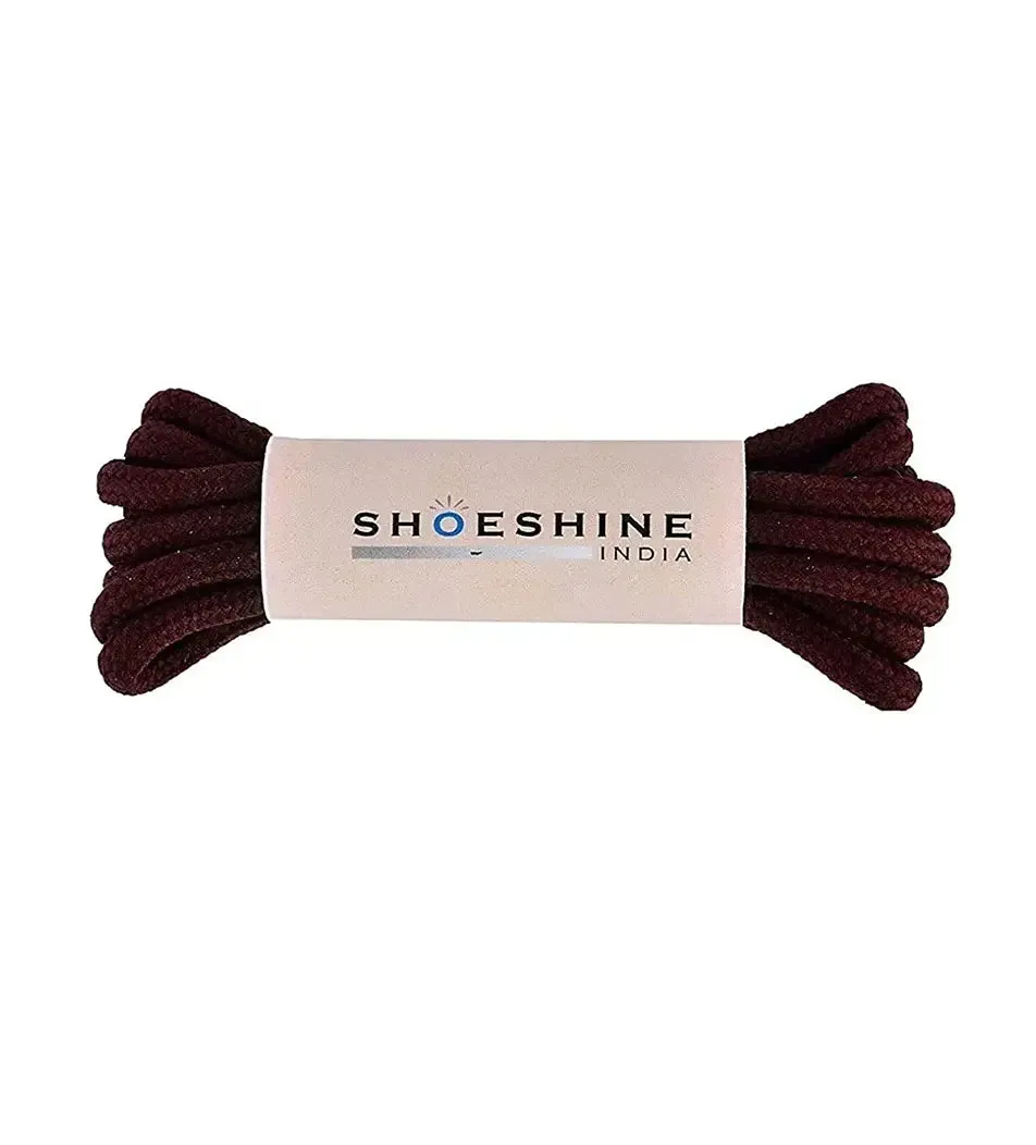SHOESHINE Shoe Lace (1 Pair) 4mm Black with Single White Line Round Shoelace & Boot Laces