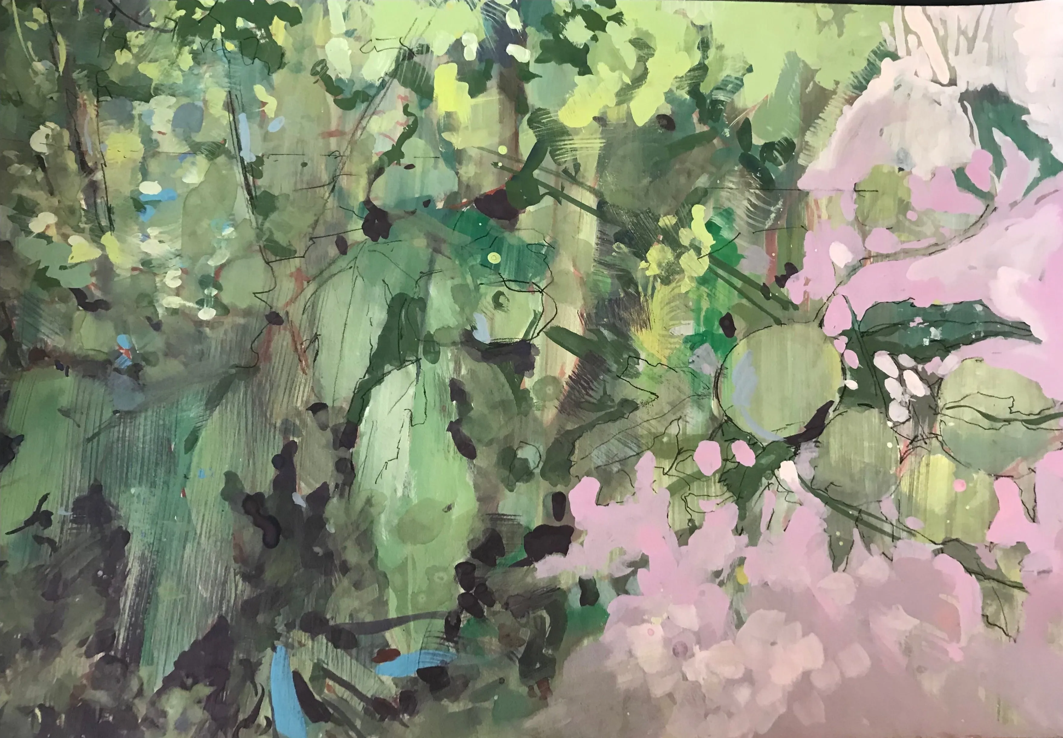 Sidewalk Study II  Large Original Watercolor by Nancy Tobin