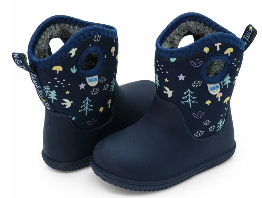 Size 11: Jan & Jul NAVY FOREST Birch Toasty-Dry Lite Winter Rain Boots NEW