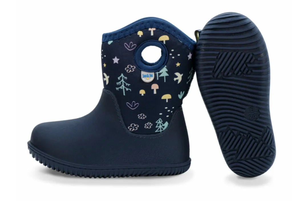 Size 11: Jan & Jul NAVY FOREST Birch Toasty-Dry Lite Winter Rain Boots NEW