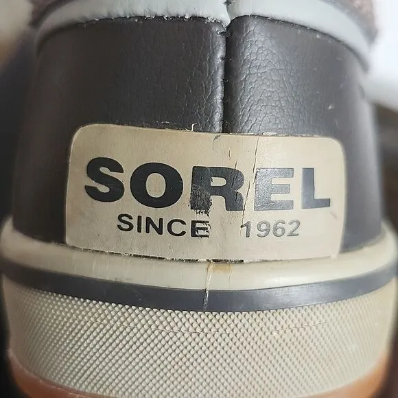 Sorel Tivoli Waterproof blue &amp; brown plaid duck boots, size Wm's 6