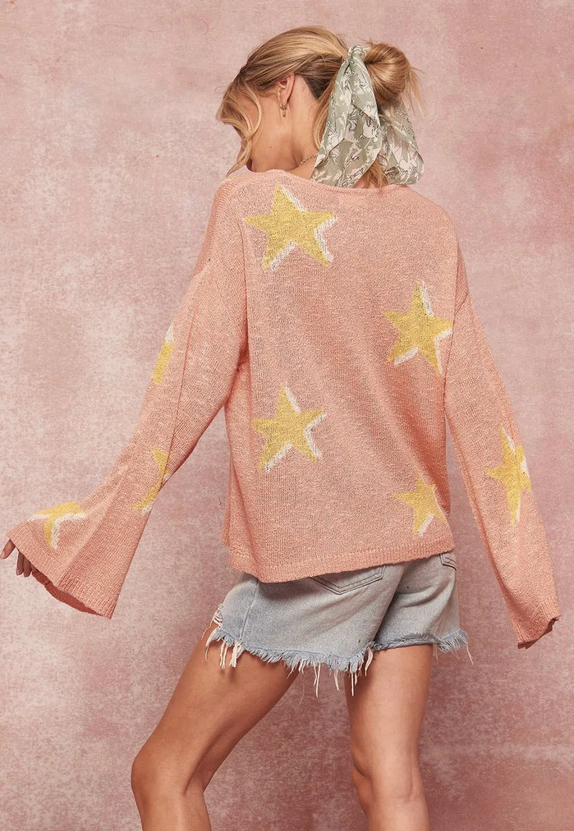 Star Bell Sleeve Knit Sweater