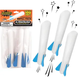 Stomp Rocket Jr Glow Rocket Refills, 3 Rockets - Replacement Glow in The Dark Rockets for Soft Foam Rocket Launcher