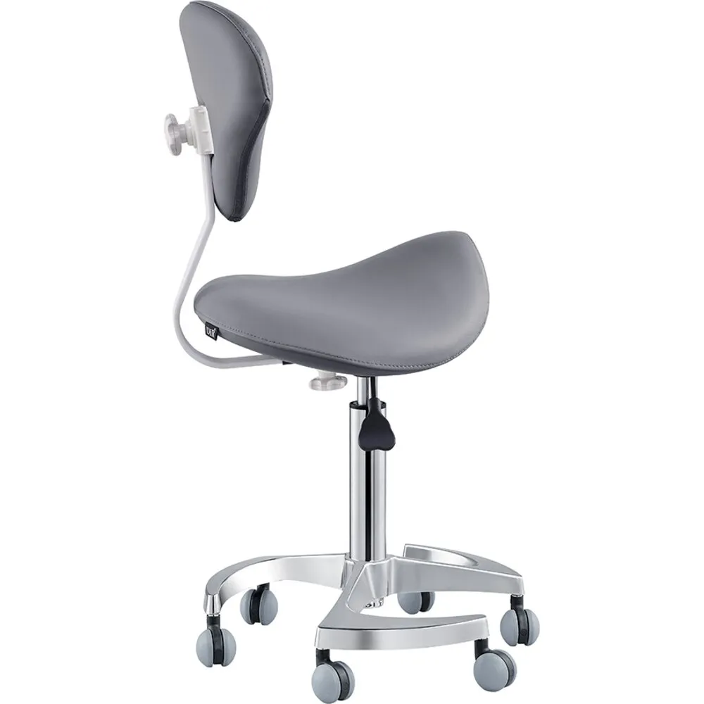 Tao Saddle Stool - GRAY / 21" - 29" Adjustable Seat Height   6 Wheel Base by DIR Salon Furniture