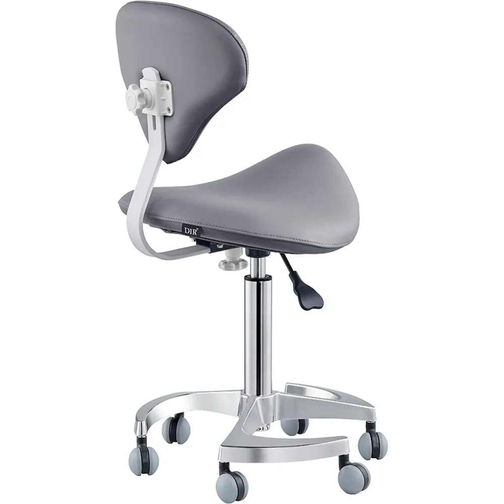 Tao Saddle Stool - GRAY / 21" - 29" Adjustable Seat Height   6 Wheel Base by DIR Salon Furniture