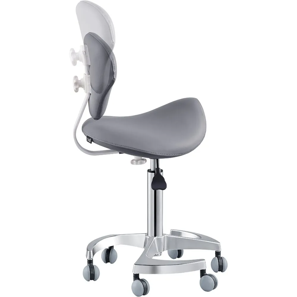 Tao Saddle Stool - GRAY / 21" - 29" Adjustable Seat Height   6 Wheel Base by DIR Salon Furniture