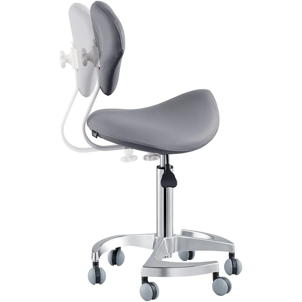 Tao Saddle Stool - GRAY / 21" - 29" Adjustable Seat Height   6 Wheel Base by DIR Salon Furniture