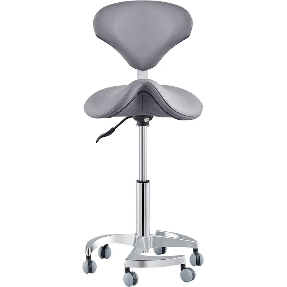 Tao Saddle Stool - GRAY / 21" - 29" Adjustable Seat Height   6 Wheel Base by DIR Salon Furniture
