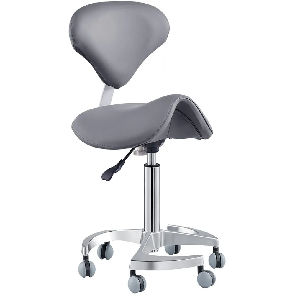 Tao Saddle Stool - GRAY / 21" - 29" Adjustable Seat Height   6 Wheel Base by DIR Salon Furniture