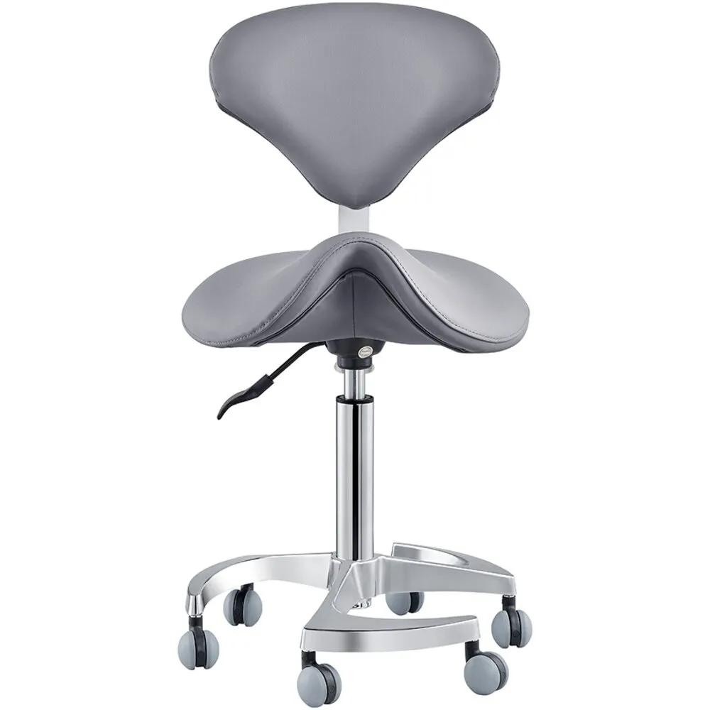 Tao Saddle Stool - GRAY / 21" - 29" Adjustable Seat Height   6 Wheel Base by DIR Salon Furniture