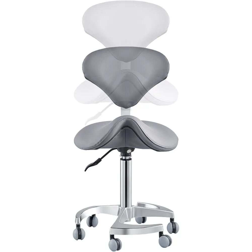 Tao Saddle Stool - GRAY / 21" - 29" Adjustable Seat Height   6 Wheel Base by DIR Salon Furniture