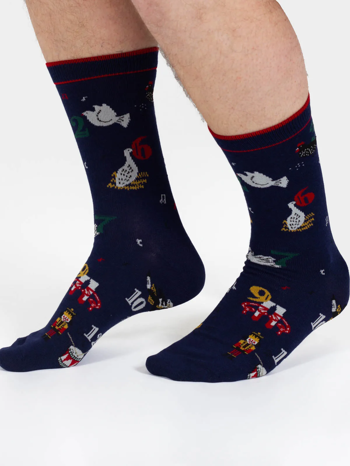 Thought 12 Days Of Christmas Bamboo Socks Navy 7-11