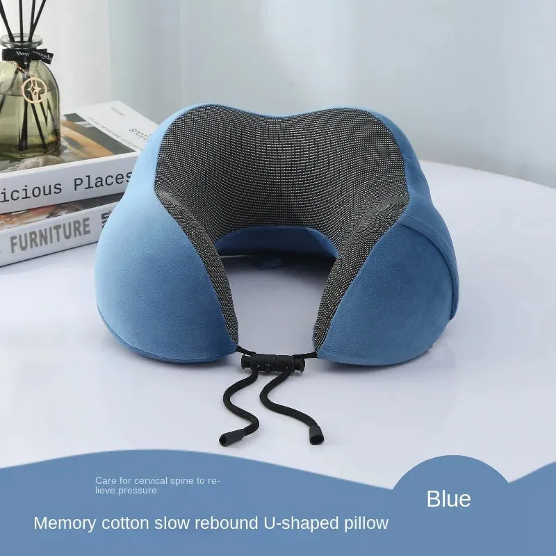 U-Shaped Memory Foam Neck Pillows Soft Travel Pillow Massage Neck Pillow Sleeping Airplane Pillow Cervical Healthcare Neck Spine Comfort