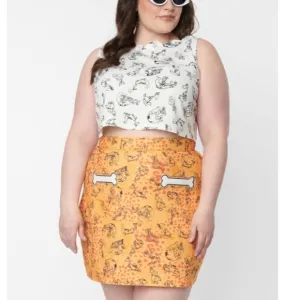 Unique Vintage x Flintstones Official Collaboration Orange Mini Skirt• Large NWT