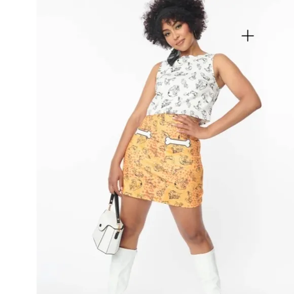 Unique Vintage x Flintstones Official Collaboration Orange Mini Skirt• Large NWT