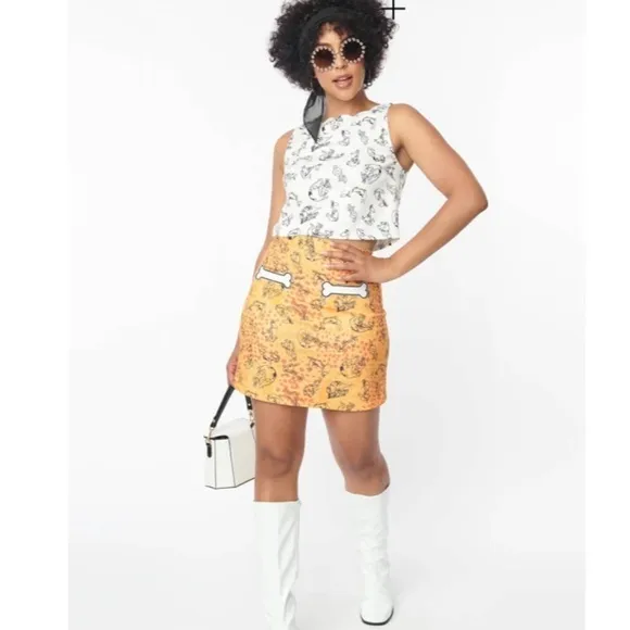 Unique Vintage x Flintstones Official Collaboration Orange Mini Skirt• Large NWT