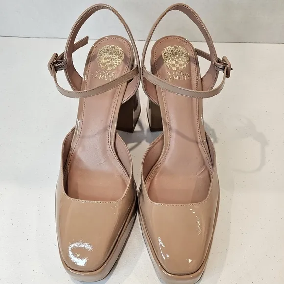 Vince Camuto Martich Platform Pumps Women's Size 12 Nude Chunky Square Toe