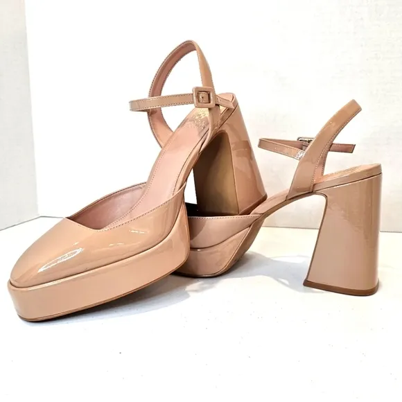Vince Camuto Martich Platform Pumps Women's Size 12 Nude Chunky Square Toe