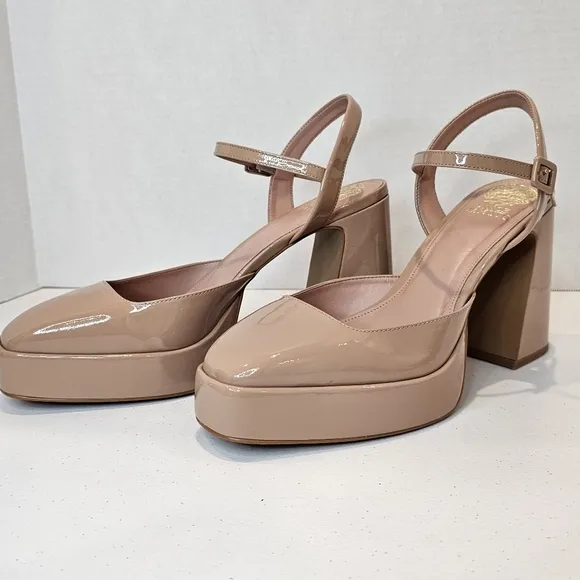 Vince Camuto Martich Platform Pumps Women's Size 12 Nude Chunky Square Toe