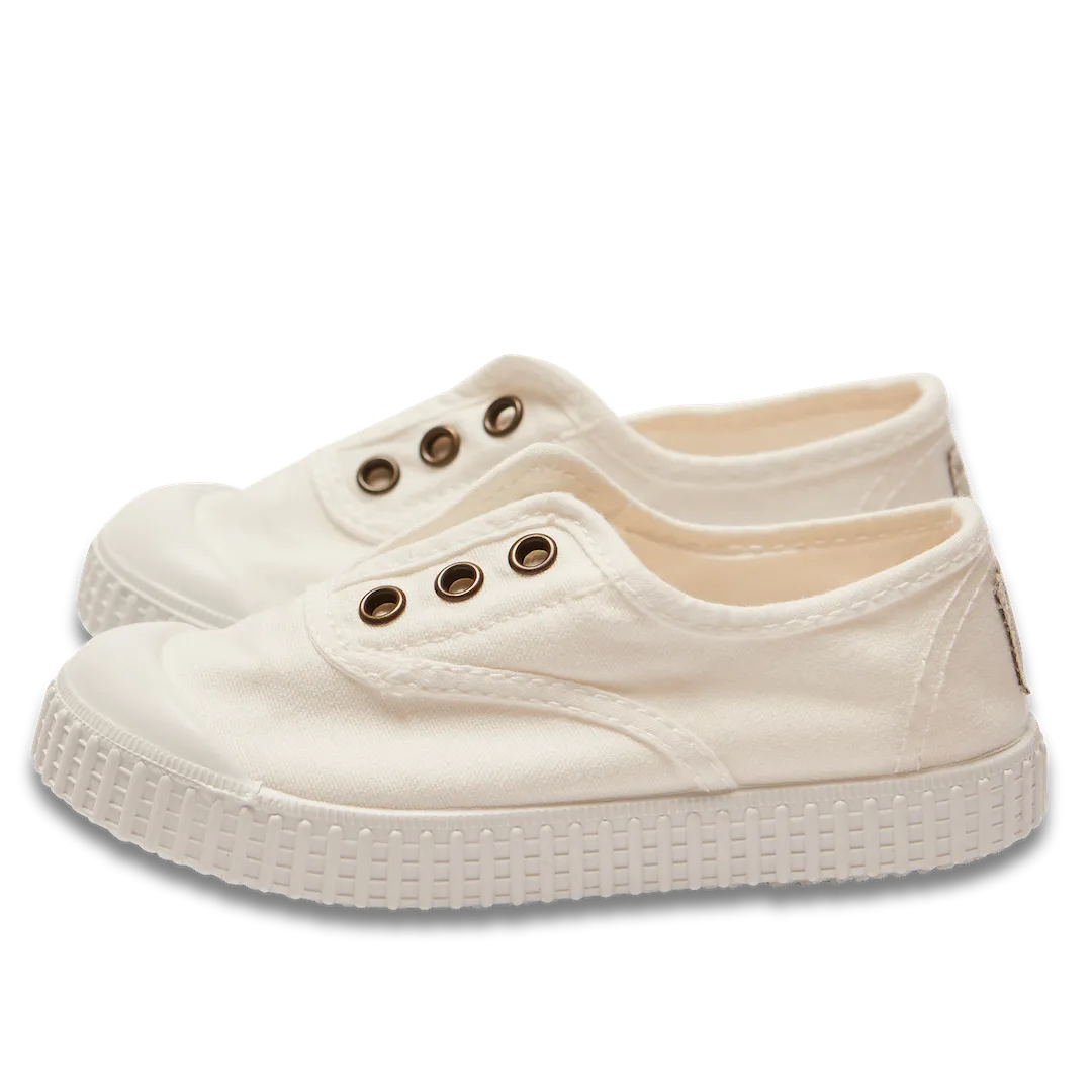 WHITE CANVAS PLIMSOLLS