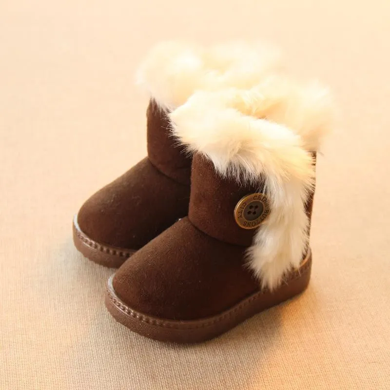 Winter Children Boots Thick Warm Shoes Cotton-Padded Suede Buckle Boys Girls Boots Boys Snow Boots Kids Shoes EU 21-35