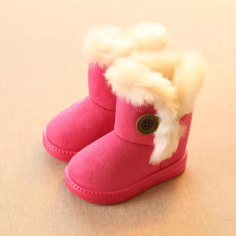 Winter Children Boots Thick Warm Shoes Cotton-Padded Suede Buckle Boys Girls Boots Boys Snow Boots Kids Shoes EU 21-35
