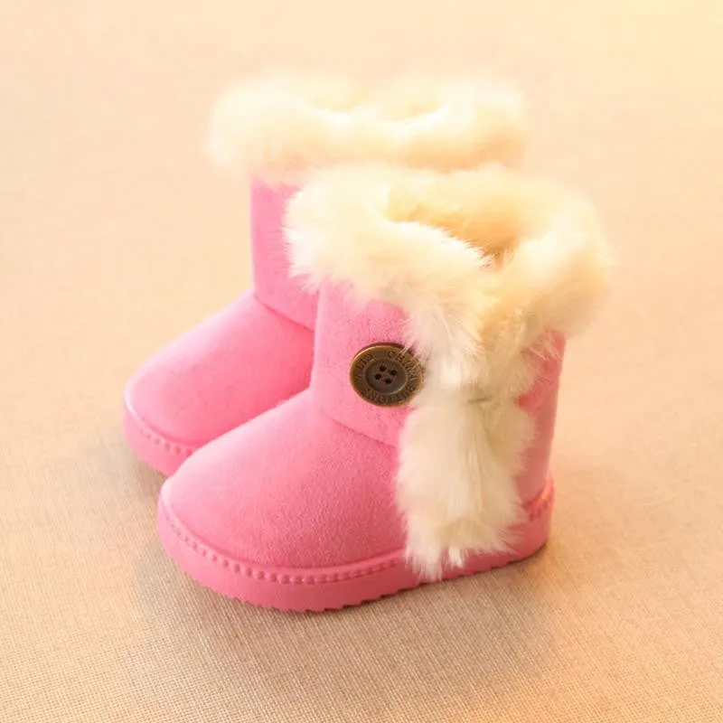 Winter Children Boots Thick Warm Shoes Cotton-Padded Suede Buckle Boys Girls Boots Boys Snow Boots Kids Shoes EU 21-35
