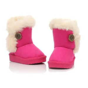 Winter Children's Boots Brown Plush Flat With shoes Baby Kids Boys Girls Boots cotton fabric Boot Warm Buckle Shoes 21-35