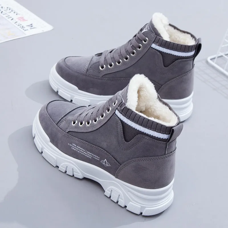 Women's Ankle Snow Boots Thick Sole Cotton Fleece Lined Lace Up Footwear