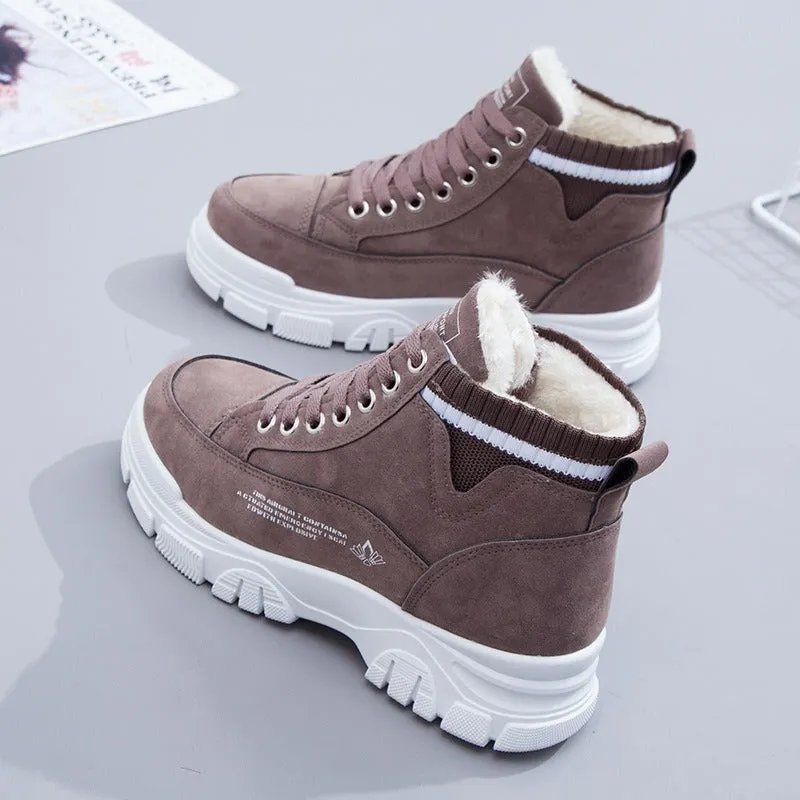 Women's Ankle Snow Boots Thick Sole Cotton Fleece Lined Lace Up Footwear
