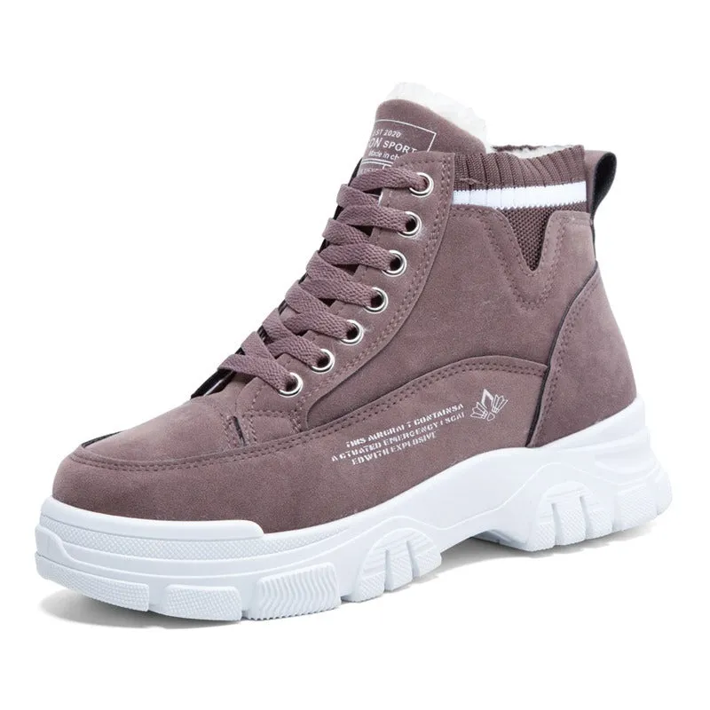 Women's Ankle Snow Boots Thick Sole Cotton Fleece Lined Lace Up Footwear