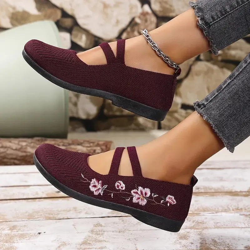 Women's Knit Summer Flats - Breathable & Elegant
