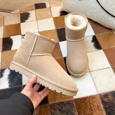 Women's Snow Boots 2025 – Winter Fashion Round Toe – Thick Warm Outdoor Plush Boots – Comfortable for Shopping & Walking – Zapatos Mujer