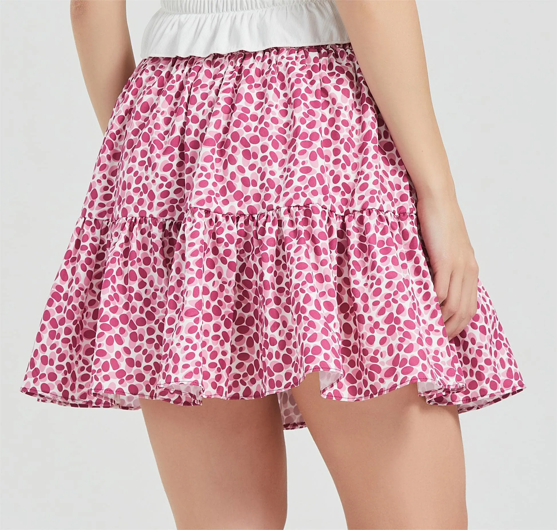 Women's Summer High Waist Ruffle Skirt A-Line Casual Print Pleated Swing Beach Skater Flared Mini Skirt with Shorts