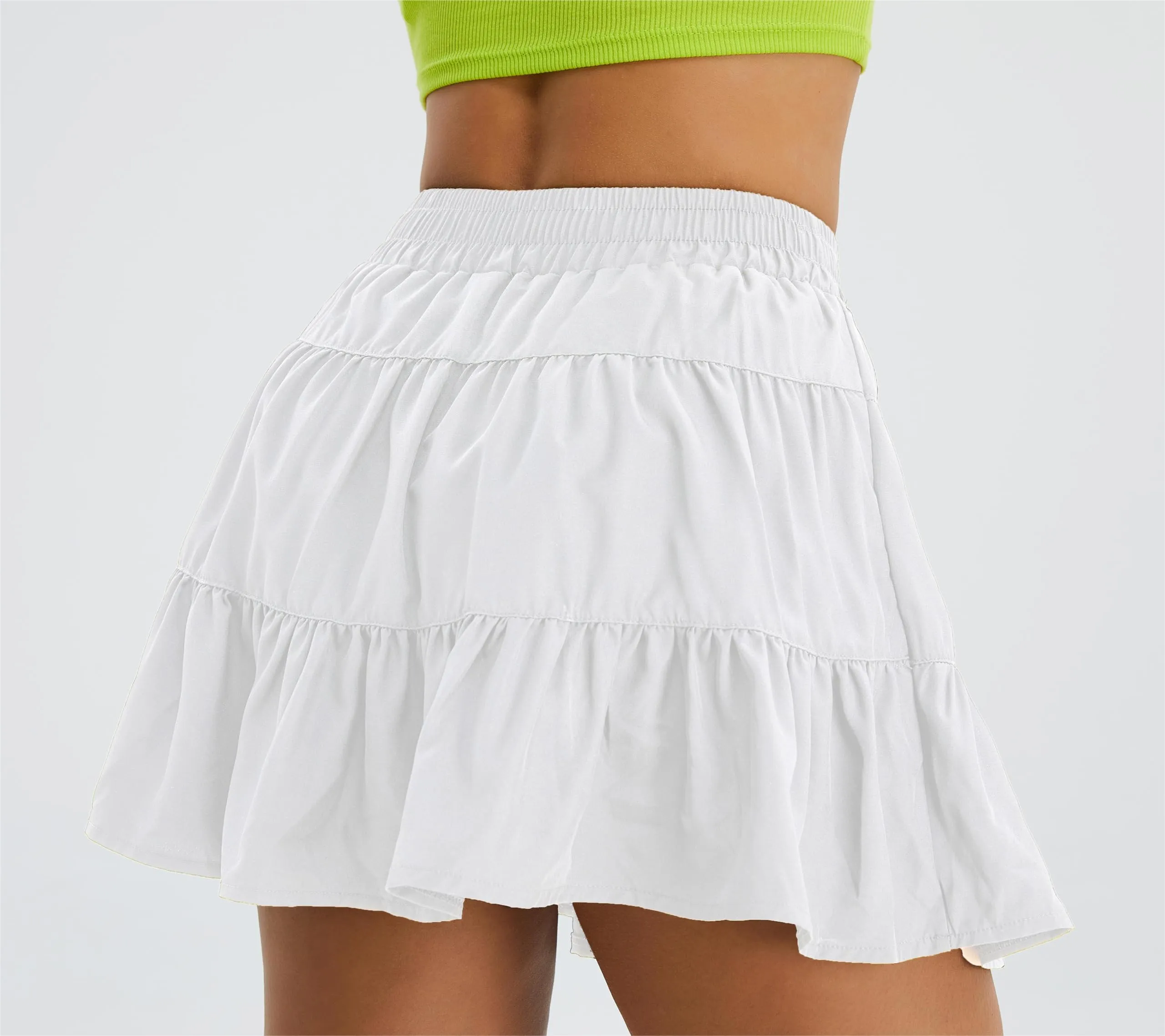 Women's Summer High Waist Ruffle Skirt A-Line Casual Print Pleated Swing Beach Skater Flared Mini Skirt with Shorts