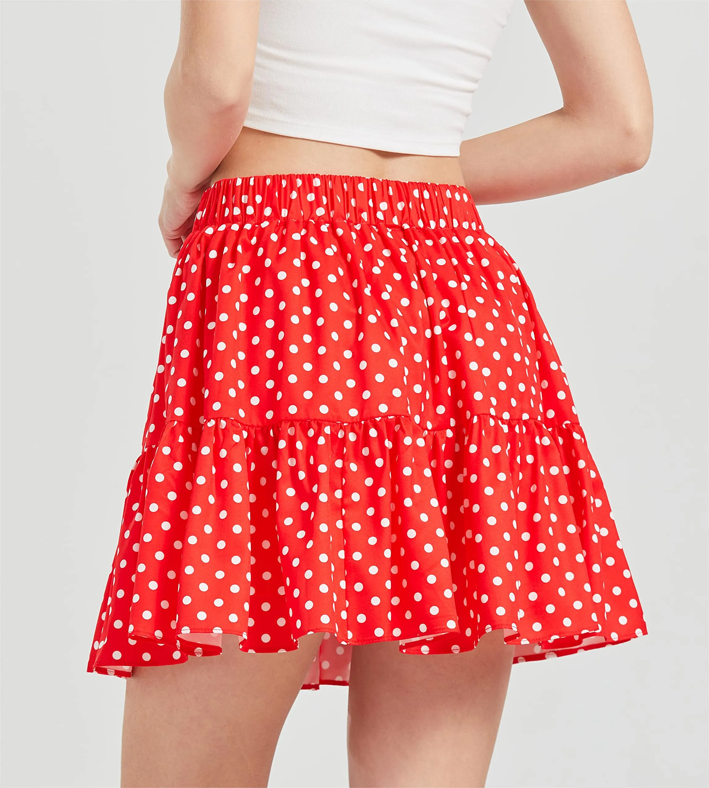 Women's Summer High Waist Ruffle Skirt A-Line Casual Print Pleated Swing Beach Skater Flared Mini Skirt with Shorts