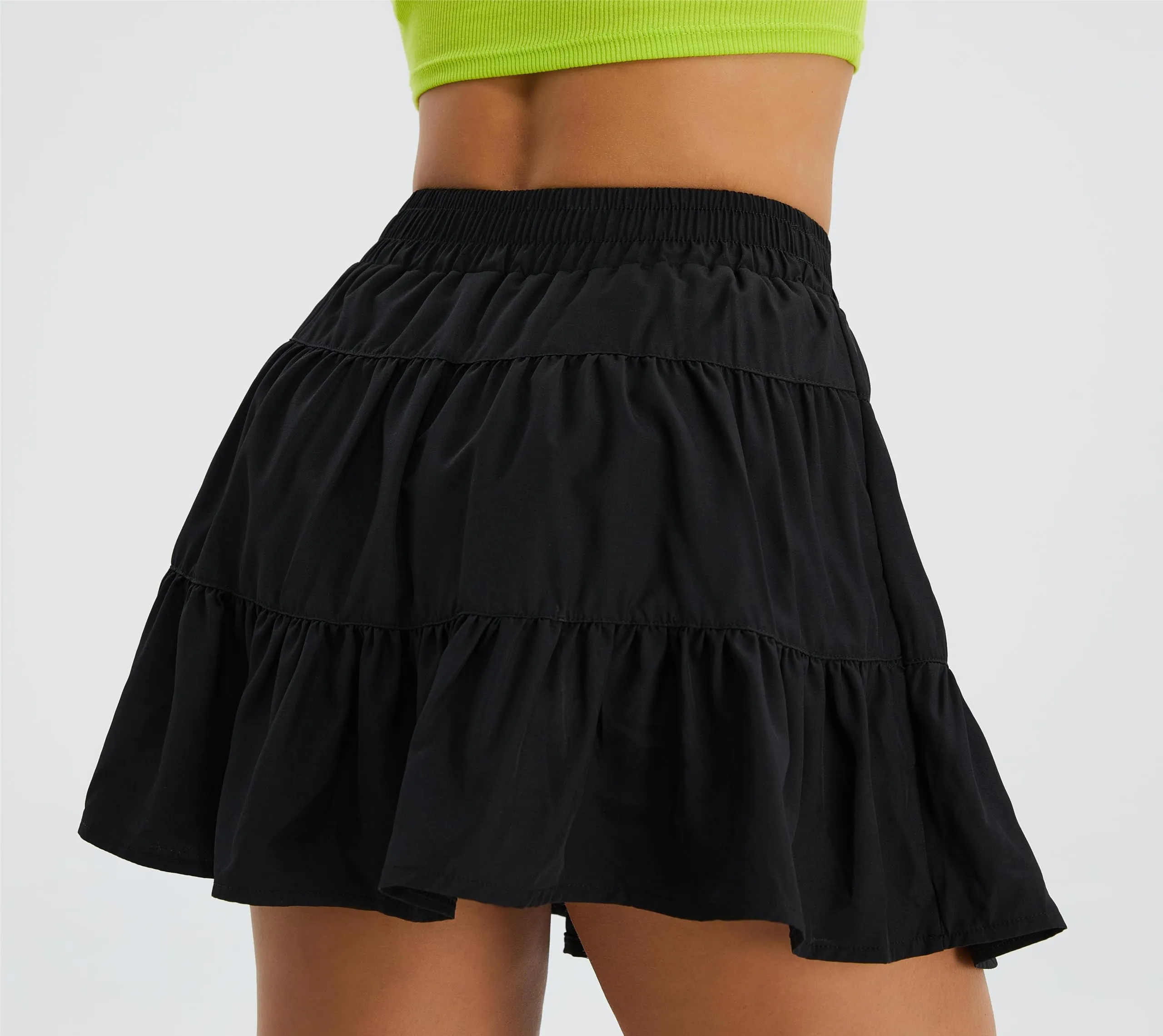 Women's Summer High Waist Ruffle Skirt A-Line Casual Print Pleated Swing Beach Skater Flared Mini Skirt with Shorts