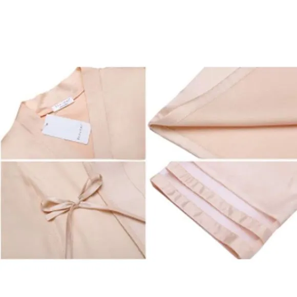Womens Satin Robe Lightweight Kimono Bathrobe 3/4 Bell Sleeve Party Robes