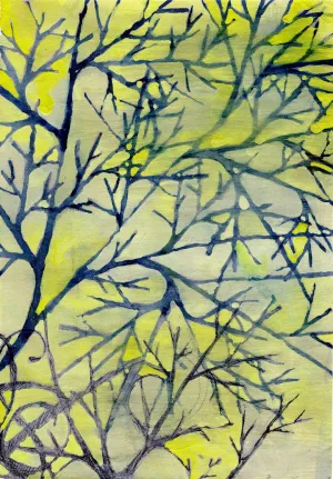 Yellow Ice Storm — Study   - Original Watercolor/Guache Painting = Abstract Landscape