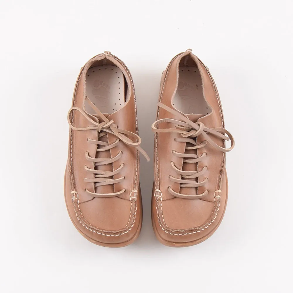 Yogi Ladies Latte Leather Finn Negative Heel Shoes