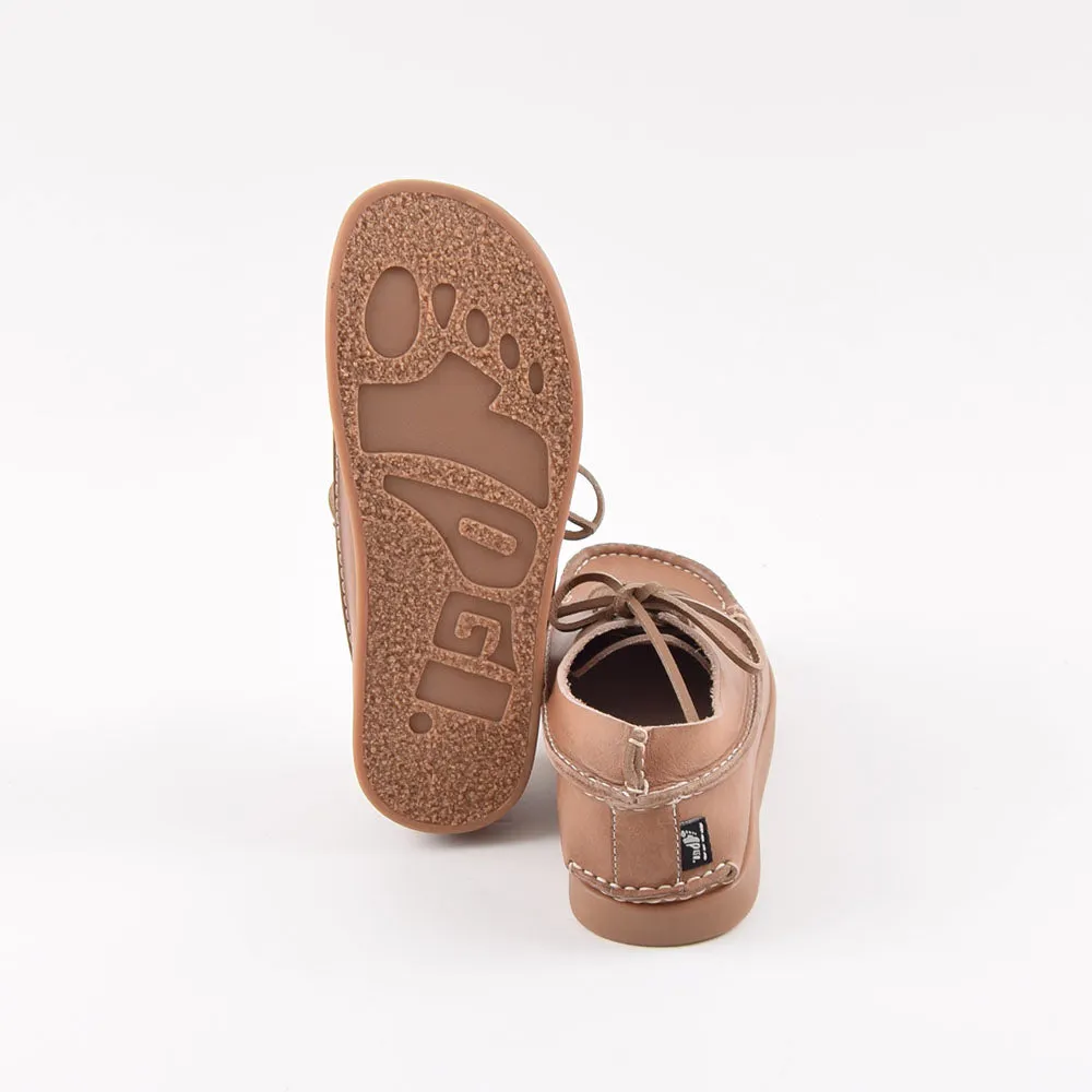 Yogi Ladies Latte Leather Finn Negative Heel Shoes