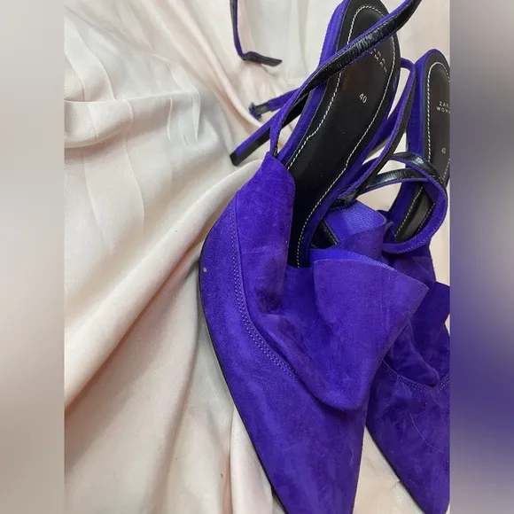 Zara rare 100% leather ruffled frill heels size 40