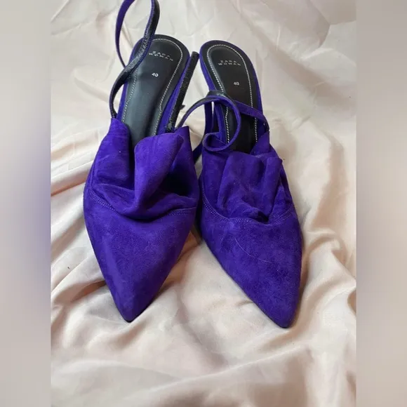 Zara rare 100% leather ruffled frill heels size 40