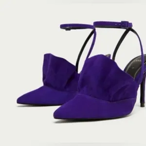 Zara rare 100% leather ruffled frill heels size 40