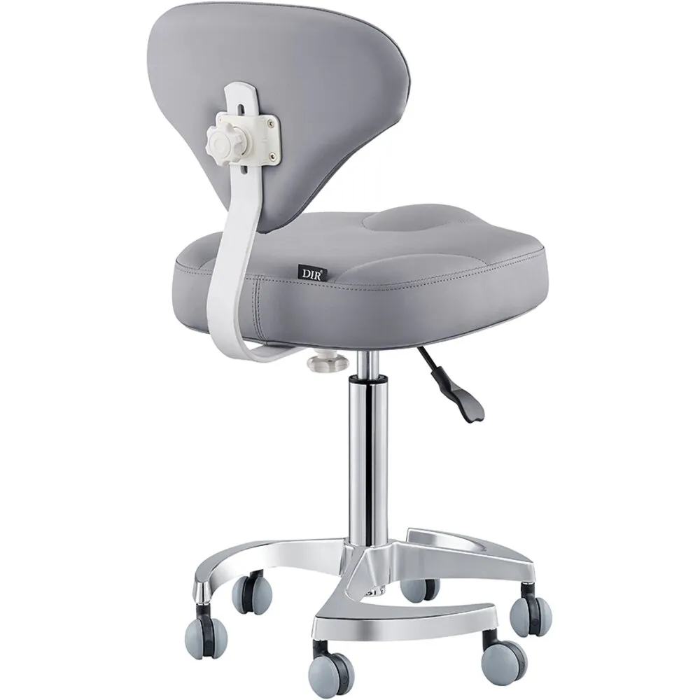 Zen Adjustable Swivel Stool - GRAY / 21" - 28" Adjustable Seat Height   6 Wheel Base by DIR Salon Furniture