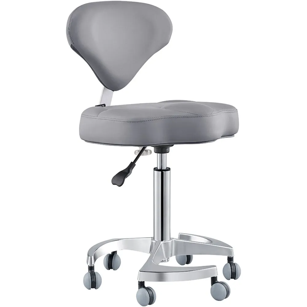 Zen Adjustable Swivel Stool - GRAY / 21" - 28" Adjustable Seat Height   6 Wheel Base by DIR Salon Furniture
