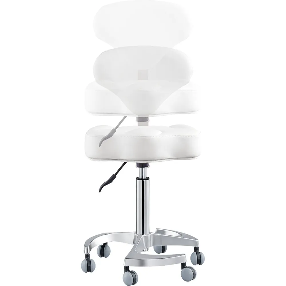 Zen Adjustable Swivel Stool - WHITE / 21" - 28" Adjustable Seat Height   6 Wheel Base by DIR Salon Furniture